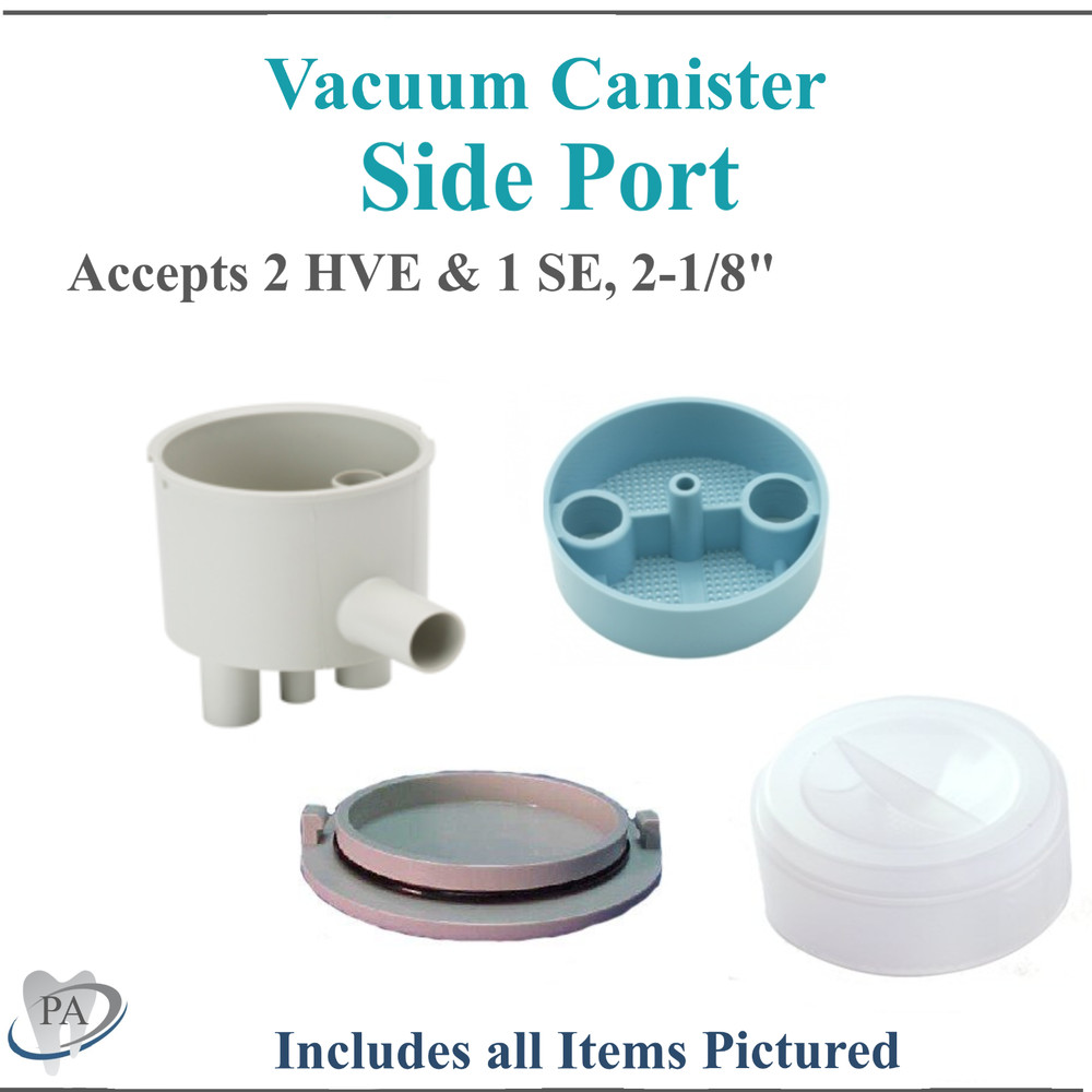 Dental Vacuum Canister Side Port, 2 HVE & 1 SE, 2-1/8" , Parts, DCI 5872 & 5873