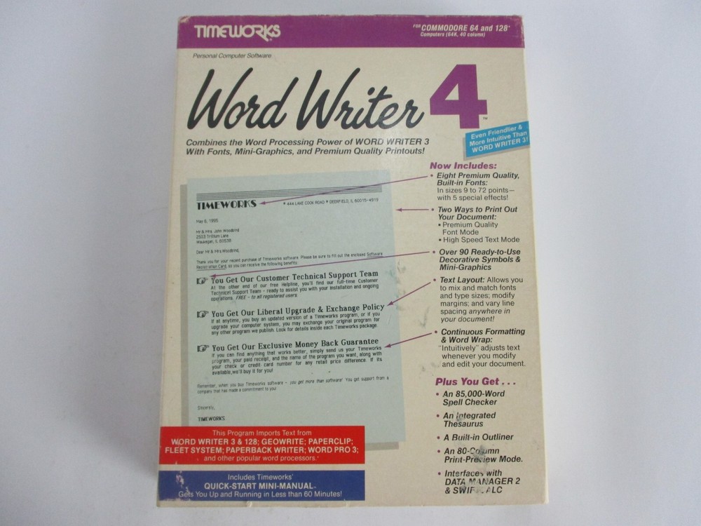 Commodore 64/128 WORD WRITER 4 Software VG!!
