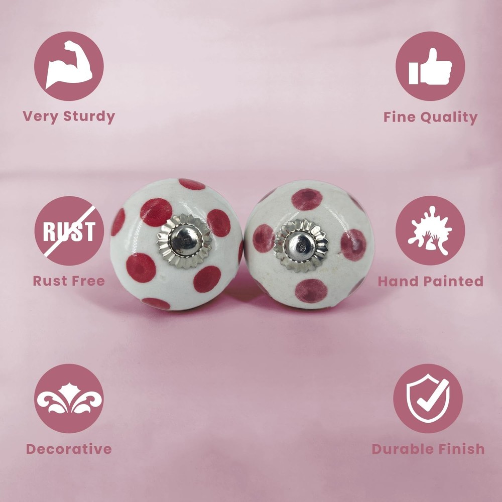 Handamde Pink Ceramic Stone Cabinet Knobs, Vintage Decorative Drawer Pulls fo...