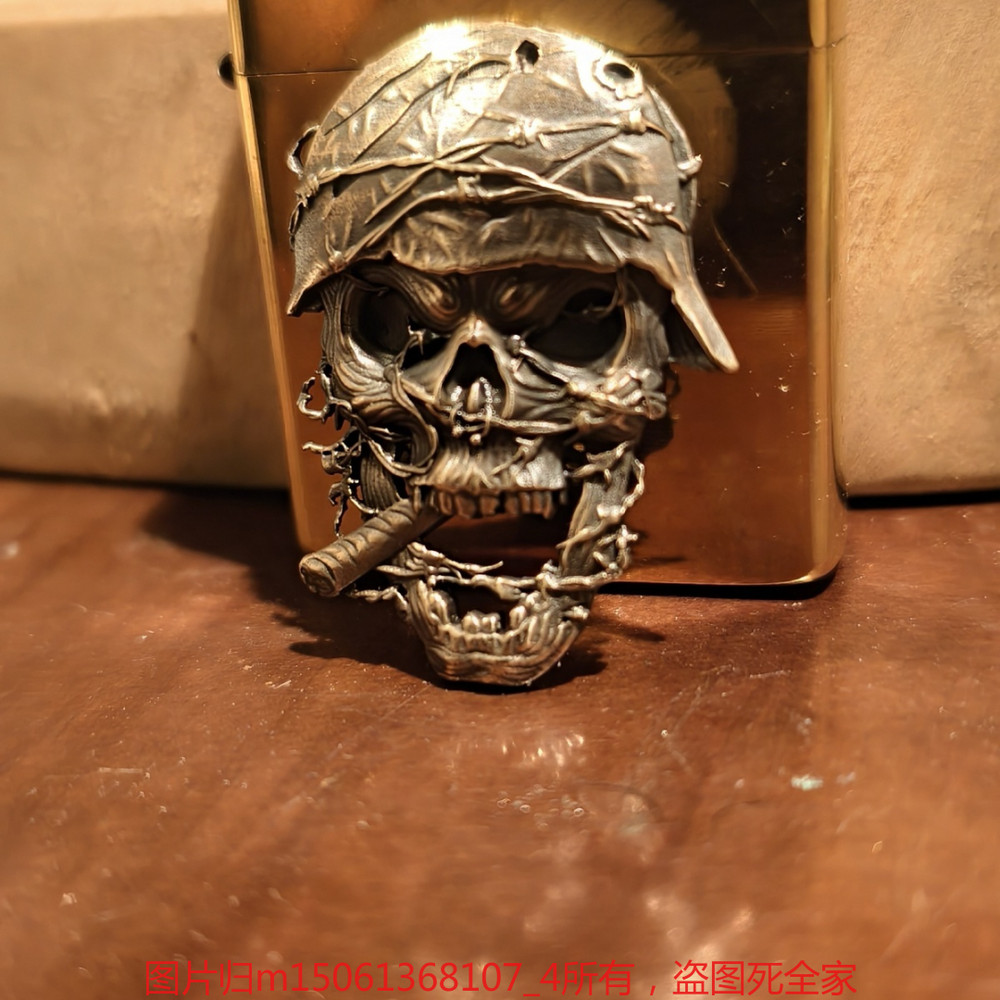 High-Quality Skeleton Soldier Decal Kerosene Lighter (Does Not Include Lighter)