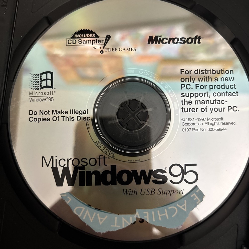 Windows 95 With USB Support OS Install Disc With Product Key