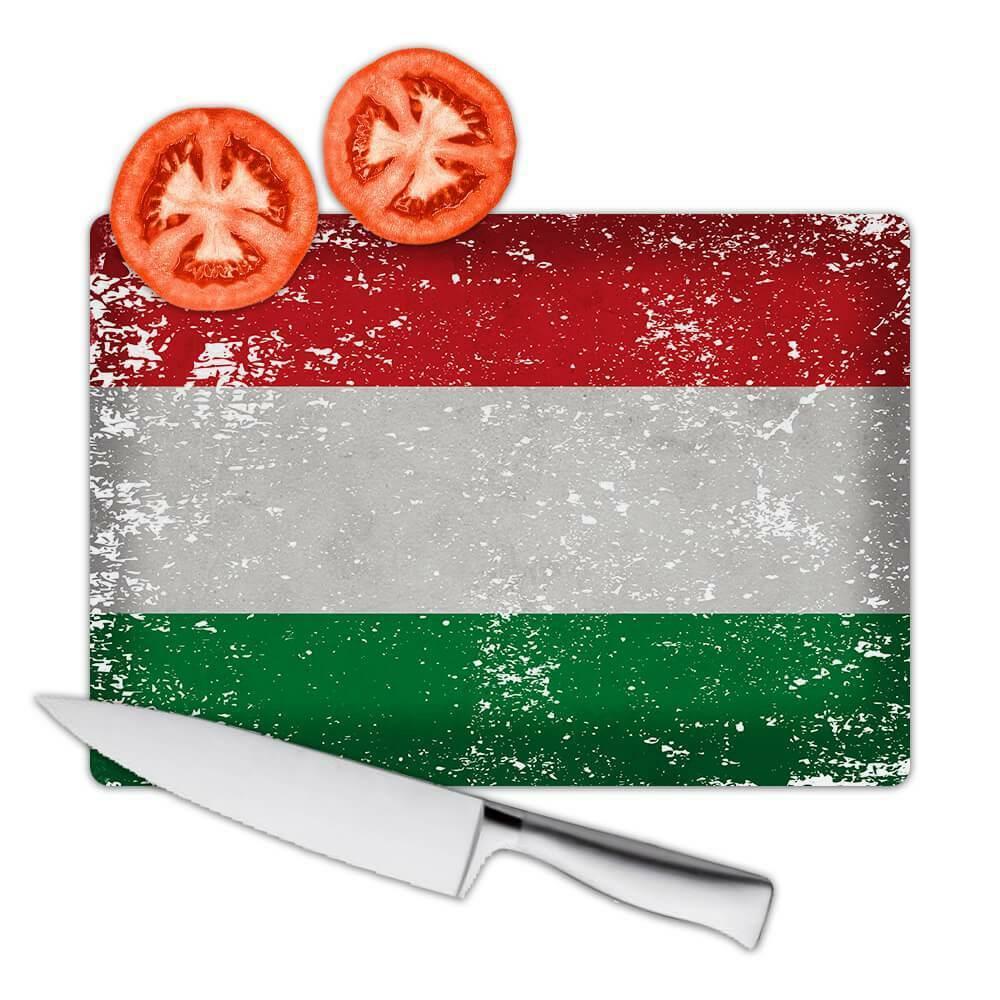 Gift Cutting Board : Hungary Flag Retro Artistic Hungarian Expat Country