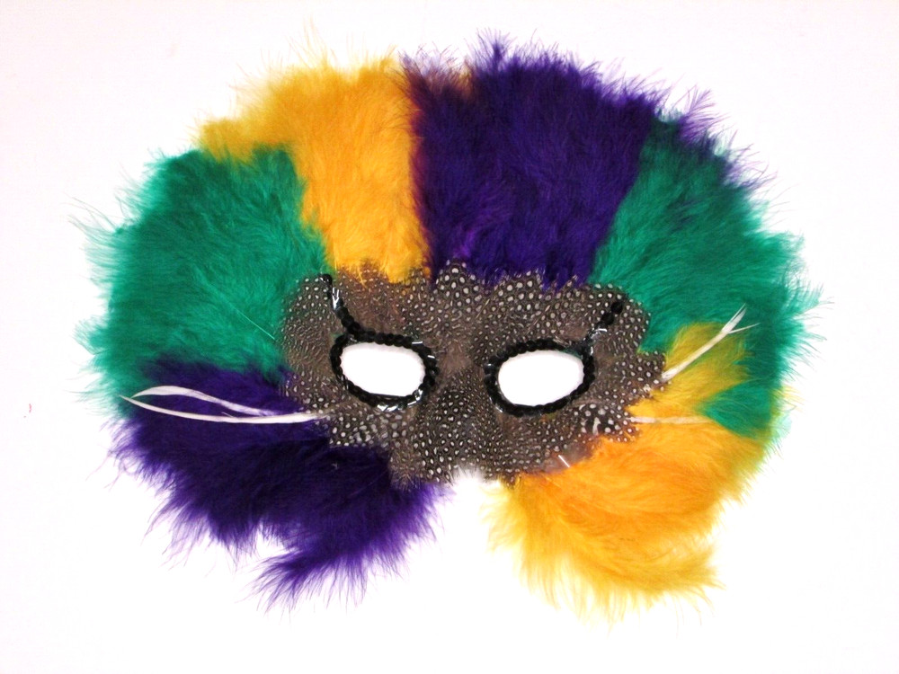 Mardi Gras Mask w/ Peacock Feathers