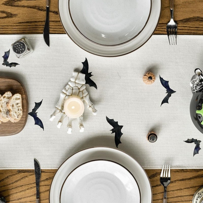 Durable Polyester Table Runner Soft Vibrant Cartoon Print Ideal Dining Events US