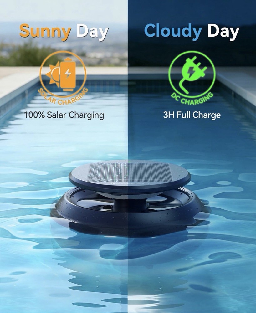 Y60 Solar Powered Robotic Pool Skimmer - Cordless Automatic Pool Cleaner