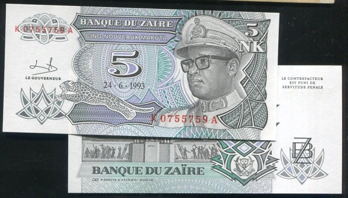 ZAIRE  P48 ， 5-MAKU ， 1993, UNC