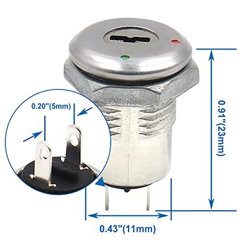 Mouting Hole Size 11mm 0.43'' On Off Two Terminals Keyswitch Keylock Switch