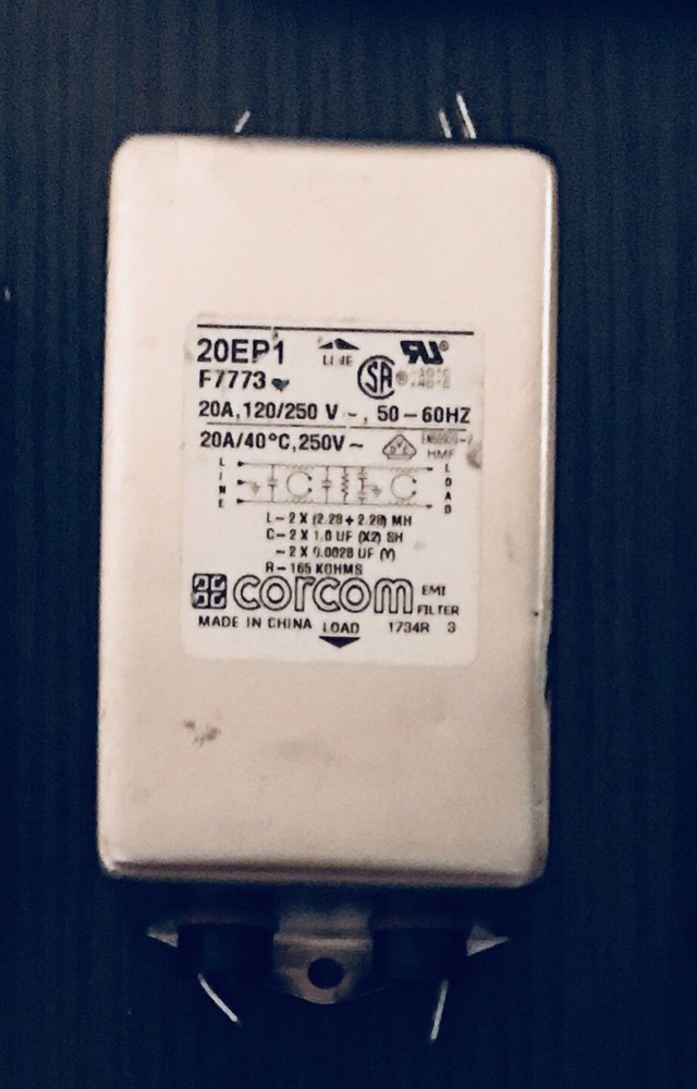 CORCOM 20EP1 RF1 POWER LINE FILTER 20A, 120/250VAC