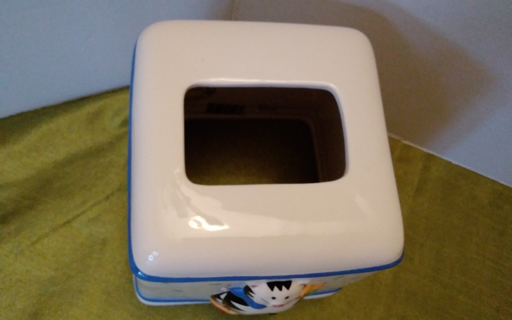 Vintage Kitty Cat With Bird Ceramic Tissue Box Cover CoCo Dowley