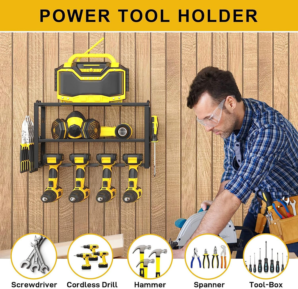 Power Tool Organizer Power Drill Tool Holder Heavy Duty Tool 3 Layers Tool Rack