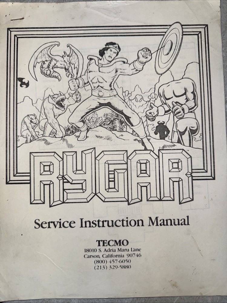Original Service Instruction Manual Rygar Tecmo