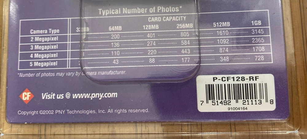 PNY Technologies 128MB Compact Flash Memory Card For Camera NEW IN BOX