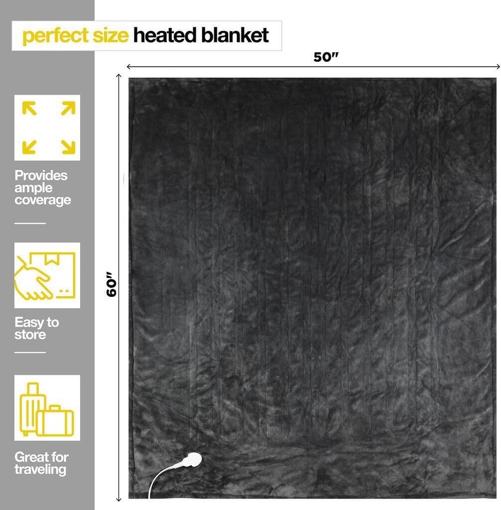 Electric Blanket Throw Fast Heating with Hand Controller 10 Heating Settings
