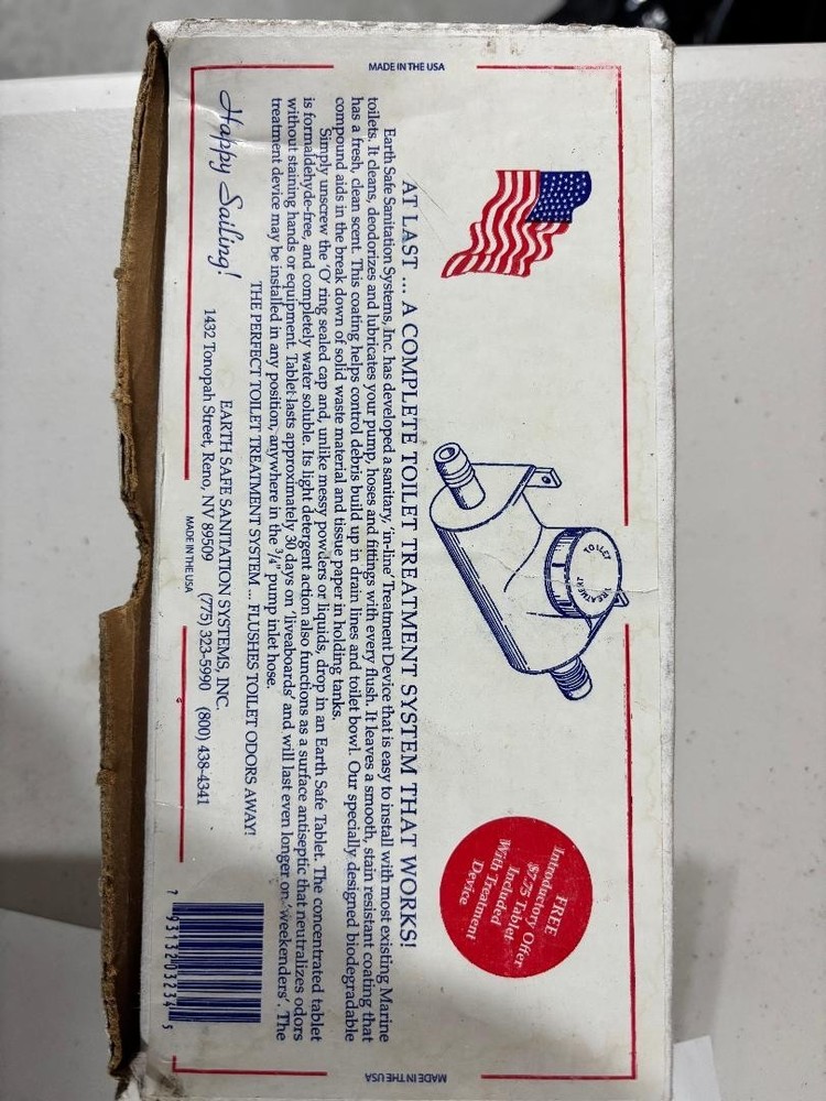 Earth Safe Sanitation Systems Marine Toilet Treatment System. Deodorant System