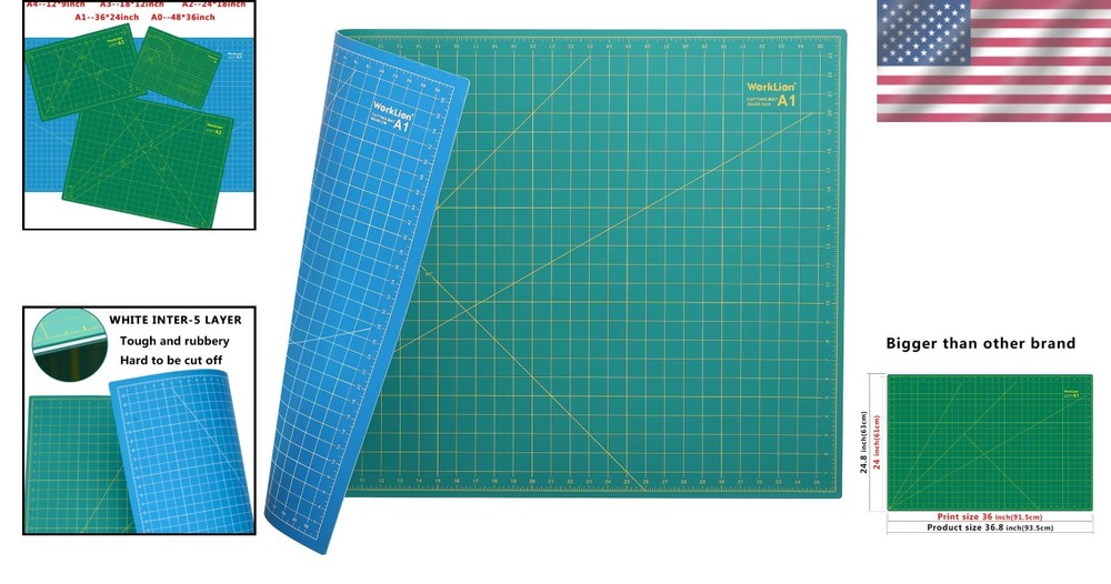 Large 24" x 36" Double-Sided Gridded Cutting Mat - Ideal for Sewing & Quilting