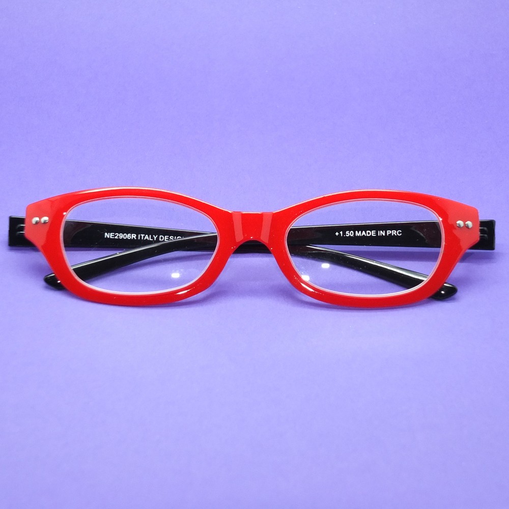 Reading Glasses Eye Fun Flexi Floating Lightweight Red Black Frame+2.50 Lens