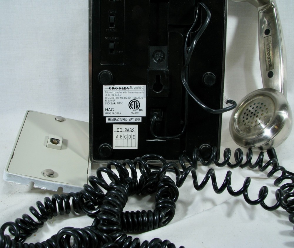 Crosley 302 Retro Wall Phone Brushed Chrome Push Button