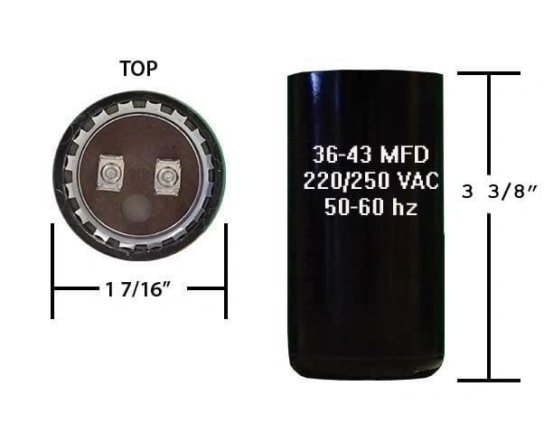 36-43 MFD 250 VAC Motor Start Capacitor