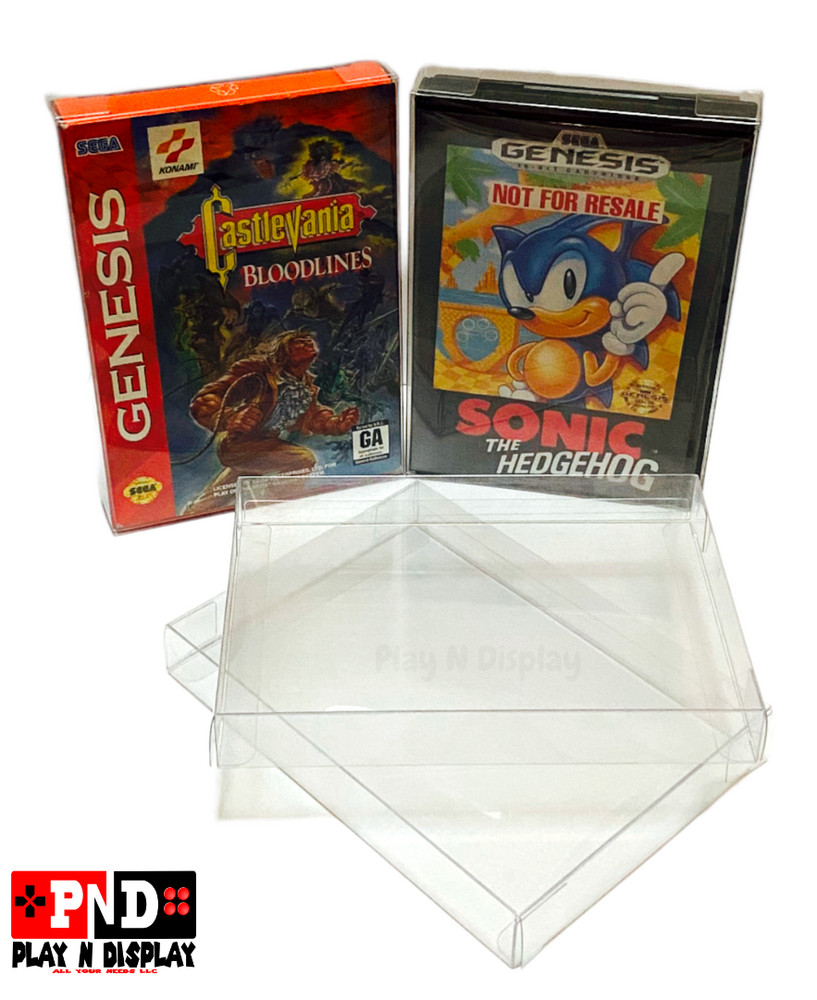 1 Sega Genesis Box Protectors Clear Plastic Display Case Storage Sleeve Thick