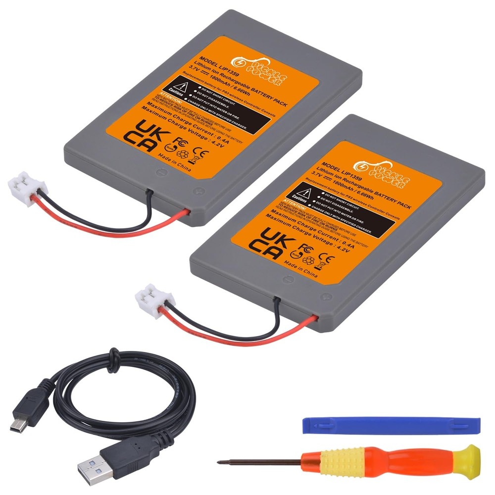 Pickle Power PS3 Controller Battery, 2 Pack LIP1359 Battery for Sony PlayStat...