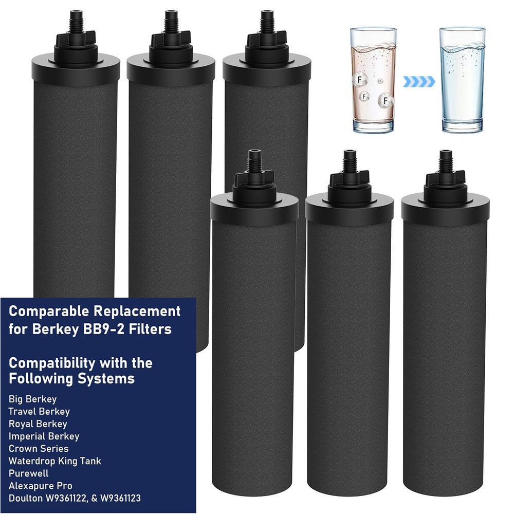 6Pk Black Water Filter Replacement,Compatible with Gravity Water Filter System