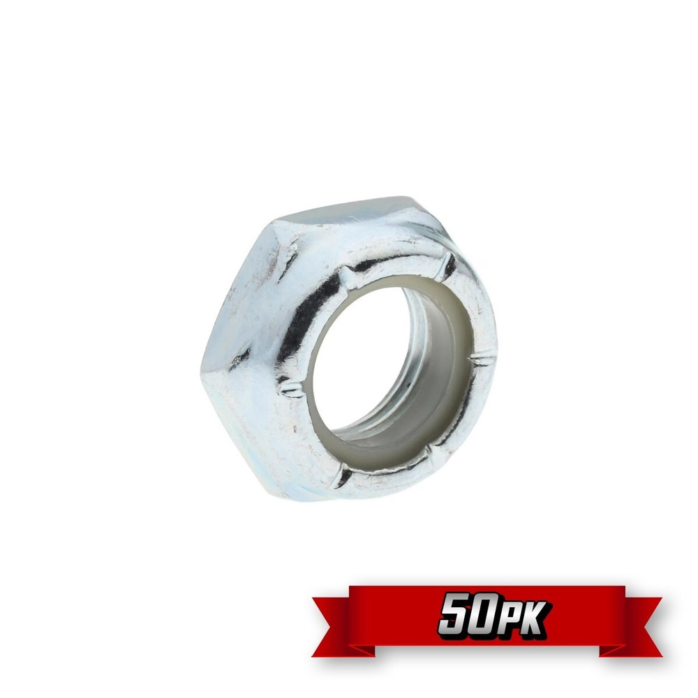 Jam Nylock Nut (Nylon Insert Lock Nut), 7/16"-20 Thread, Zinc {50pk}