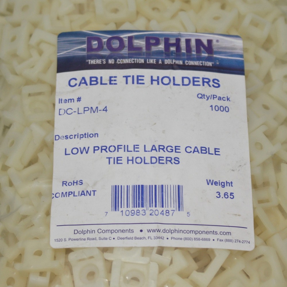 (3000) Dolphin Components Saddle Cable Tie Base DC-LPM-4, #10 Stud, Nylon 6/6