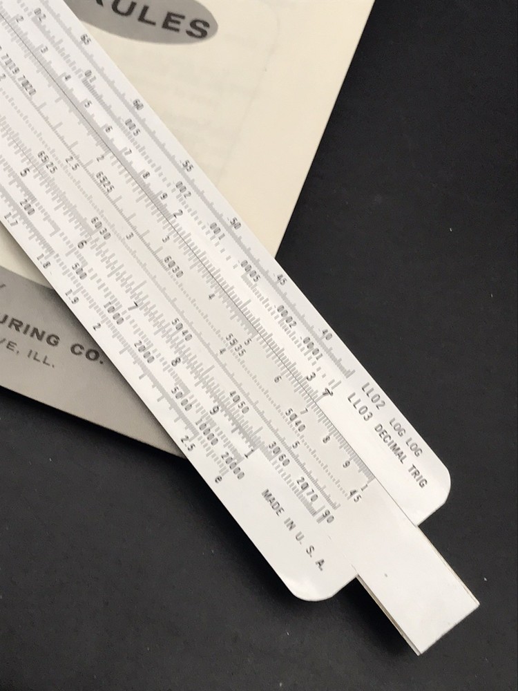Acu-Math #150 Engraved Slide Rule w/ Hard Case & Instructions
