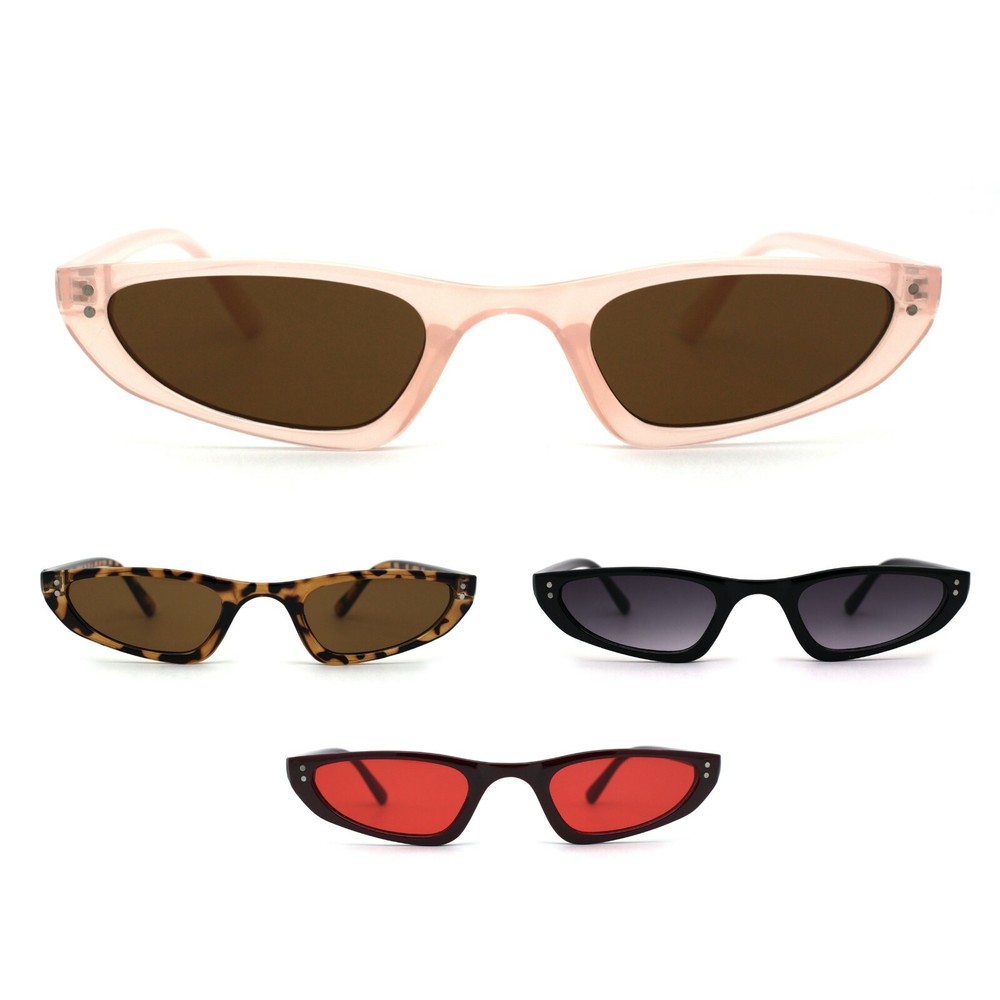 Womens Narrow Cat Eye Mod Plastic Sunglasses
