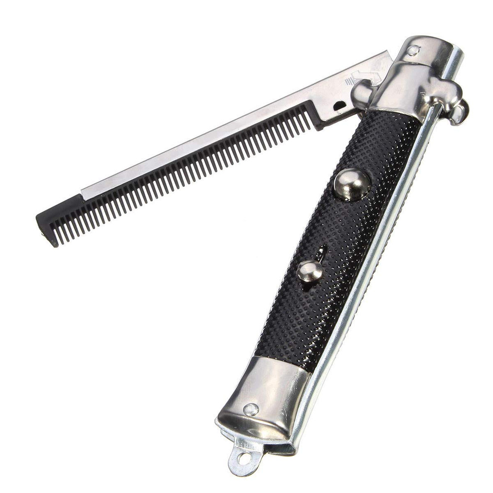 9" Stainless Steel Switch-Blade Folding Pocket Comb (1-Unit)