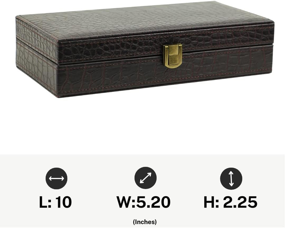 Iconic Vegan Crocodile Leather Cufflink, Ring Storage Box and Organizer