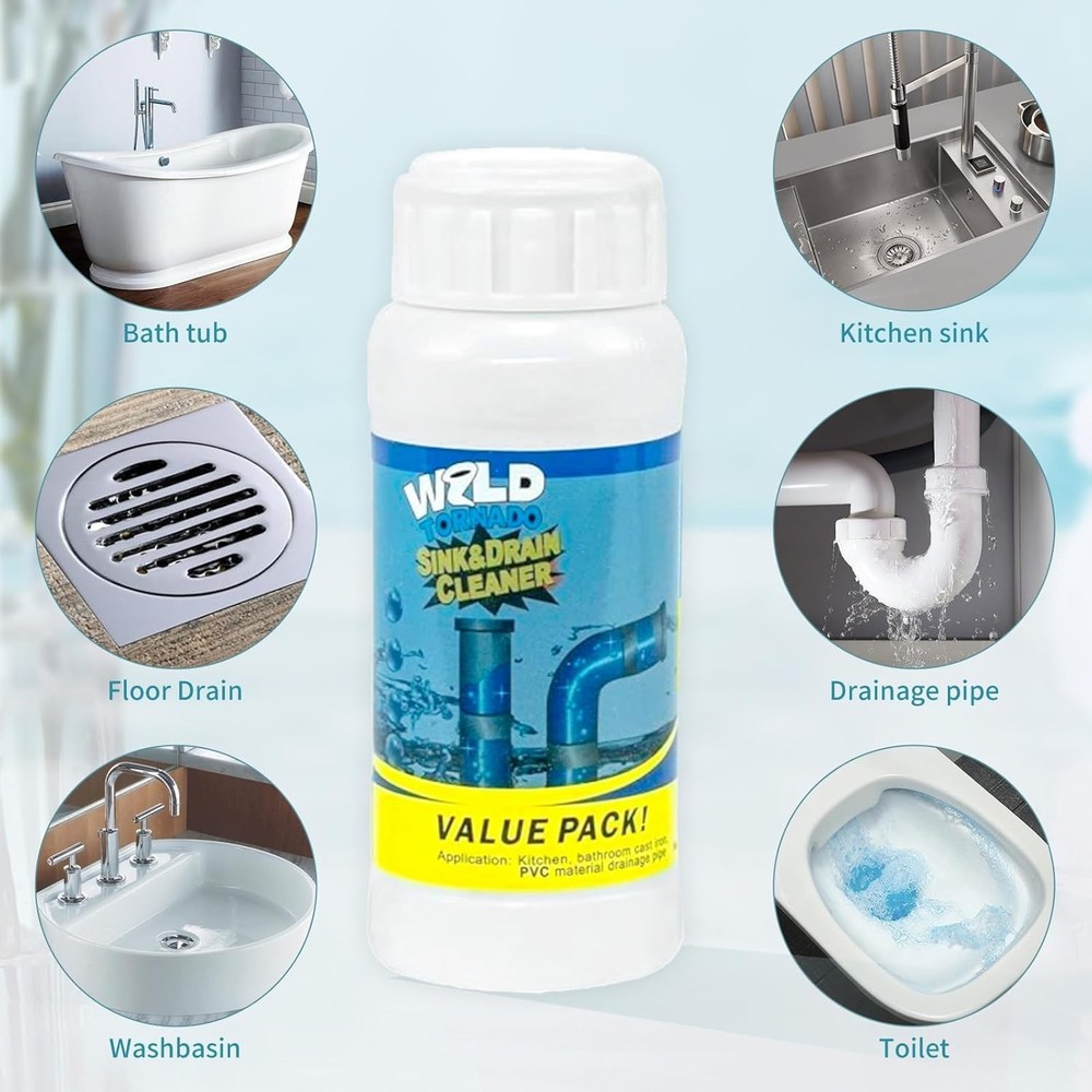 Effective Wild Tornado Sink Cleaner: Power Unclogger for All Drain Types (3pcs)