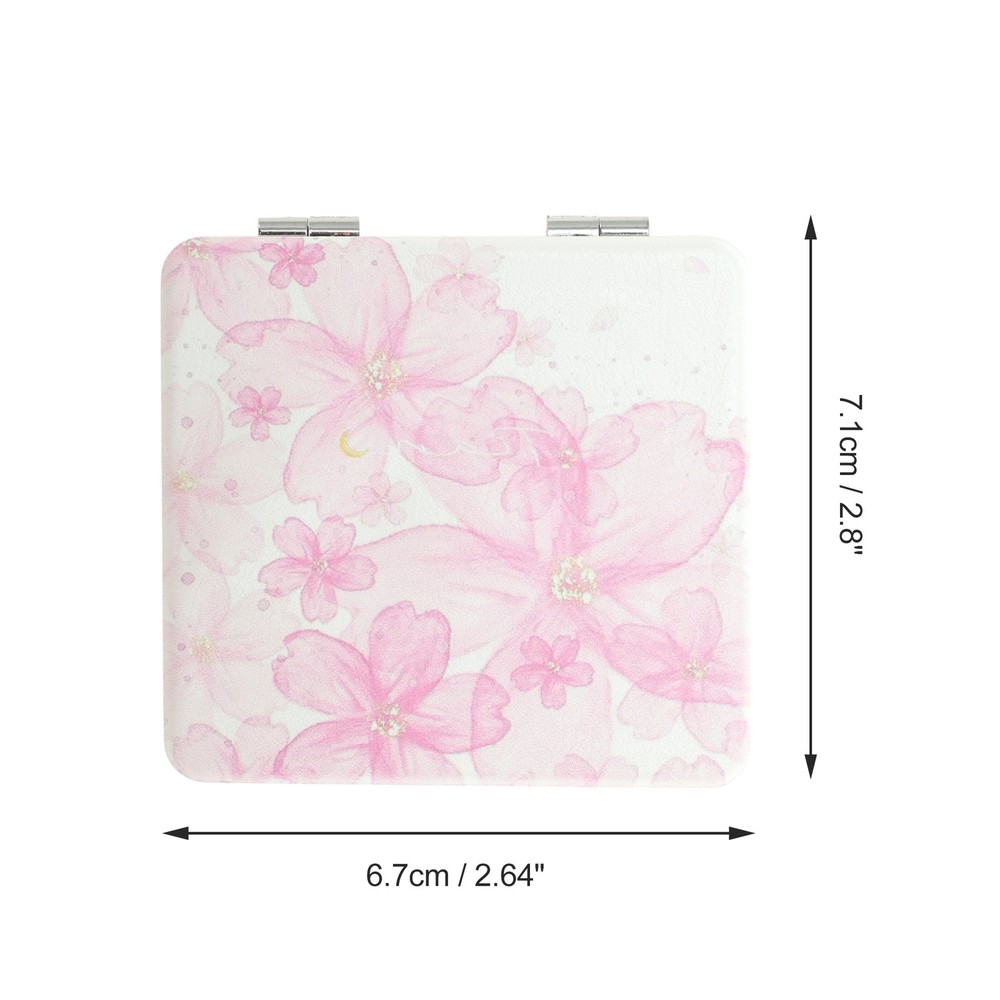 1 Pc Square Shape Handheld Mirror for Travel Pink