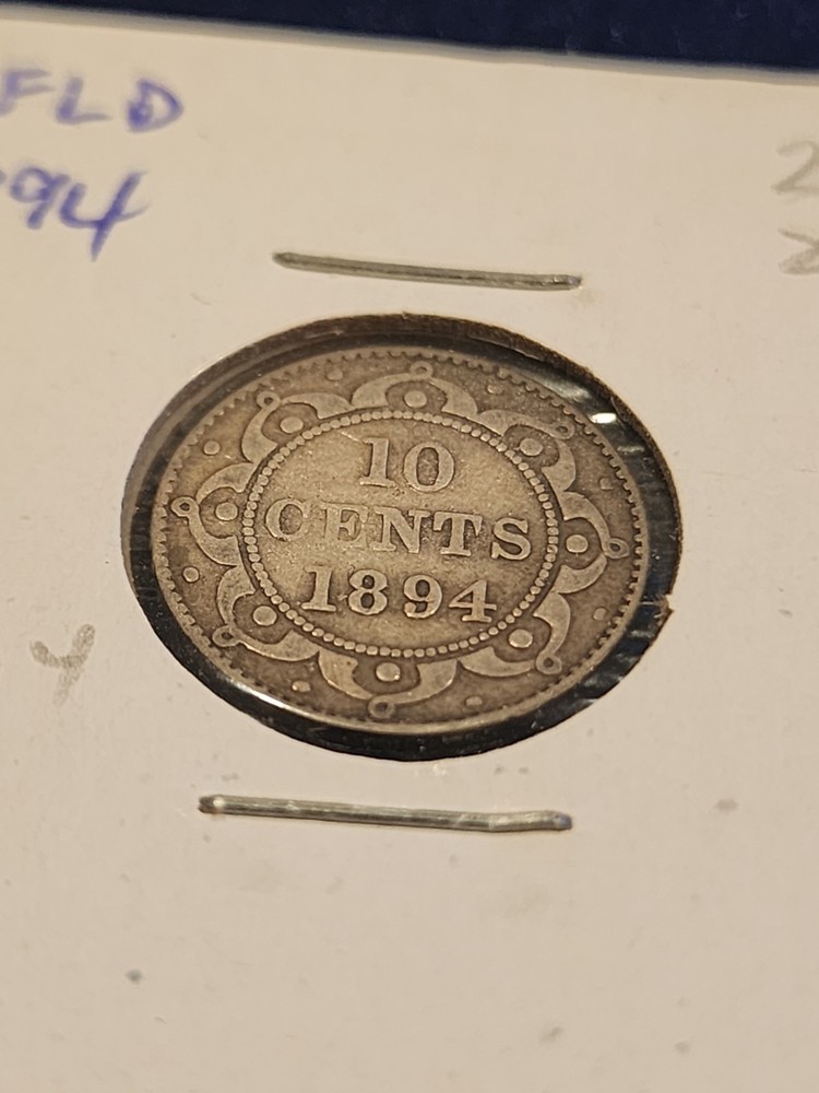 1894 Newfoundland 10 Cents Silver Coin