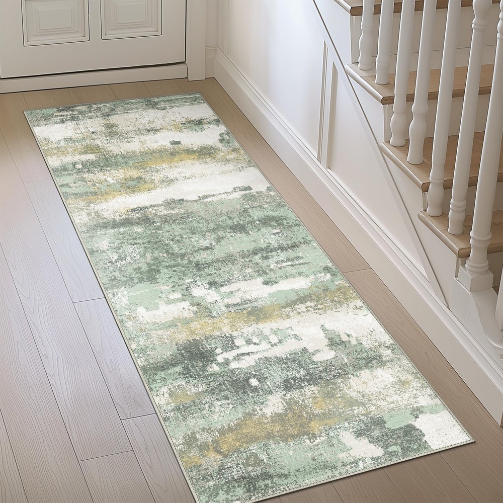 BEIMO Runner Rug for Hallway 2' x 12' (Rectangular), Light Green/Cream