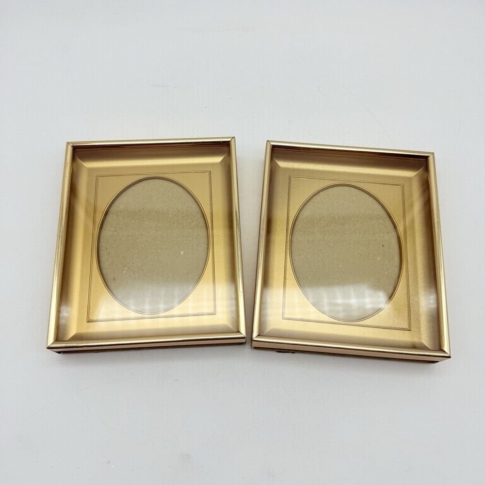 Vintage Small Gold Oval Deep Table Frame Set 2