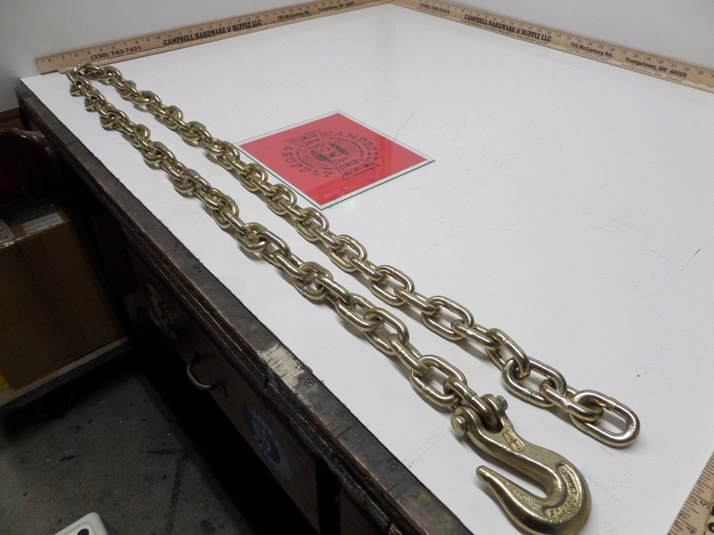 Auto Body Frame Machine Pull Chain 3/8" x 8' Grade 70 with 3/8' Grab Hook