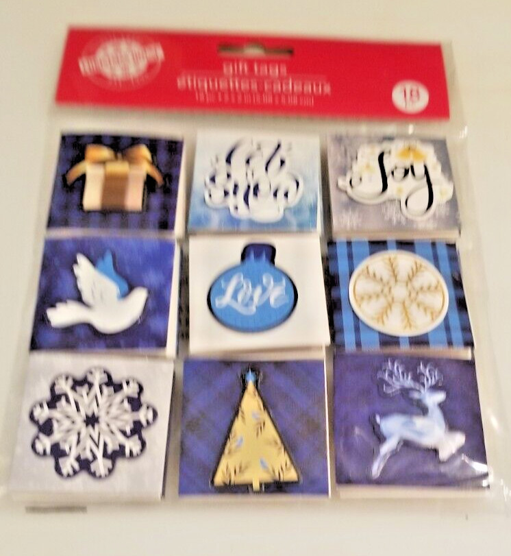 Dimensional Gift Tags Holiday General Anyone Any Age 18 Count Pack Blue Silver