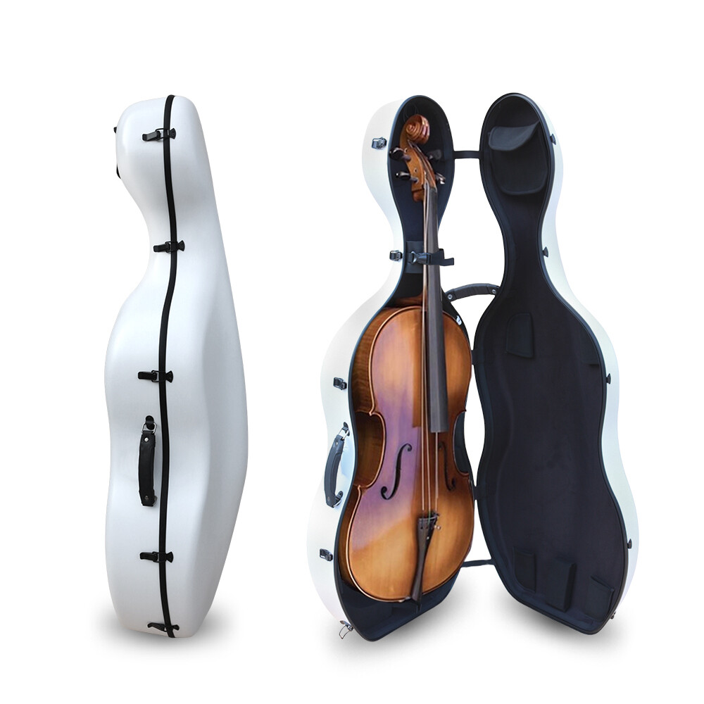 Cello Case 4/4 with Wheels and Embedded handle Hard shell Waterproof white