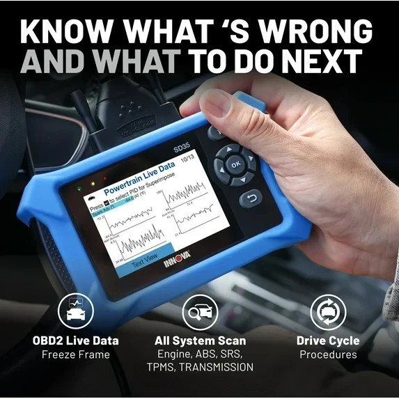 Innova SD35 OBD2 Scanner – ABS, SRS, TPMS & Check Engine Code Reader, Live...