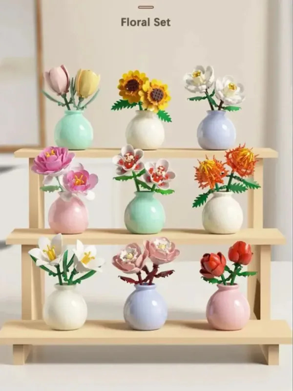 "Forever Rose Building Blocks - Romantic Anniversary Gift with Display Case