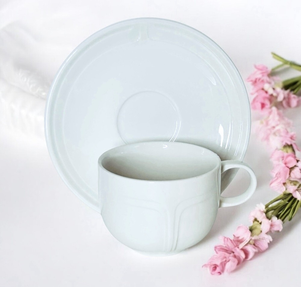Johnson Brothers FOCUS WHITE Embossed Cup & Saucer Set NEW