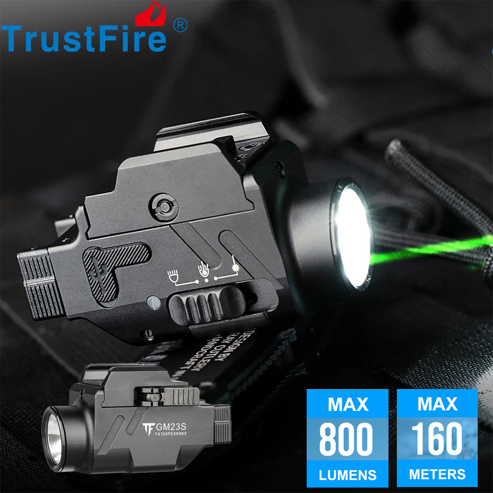 Trustfire Green Pointer Rechargeable Tactical Pistol Light Weapon Gun Flashlight