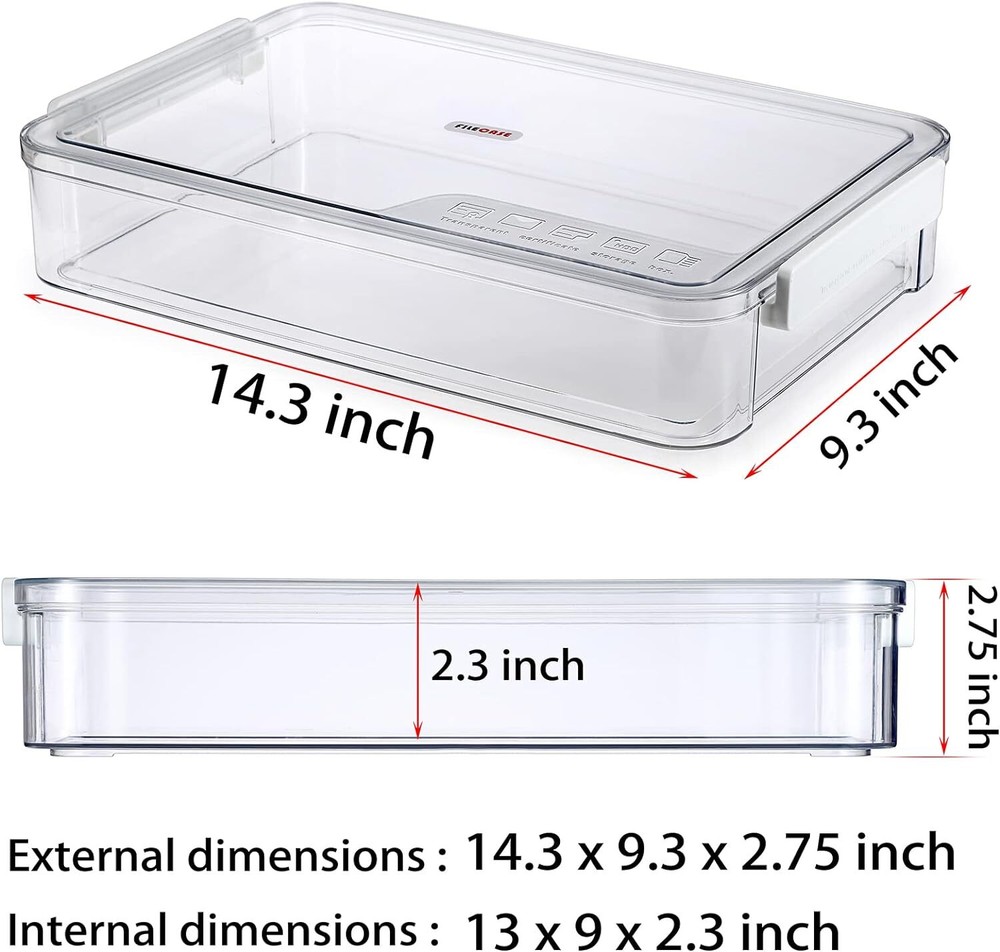 BTSKY 2 Pack Clear Plastic Stackable Storage Box File Protector Big, White