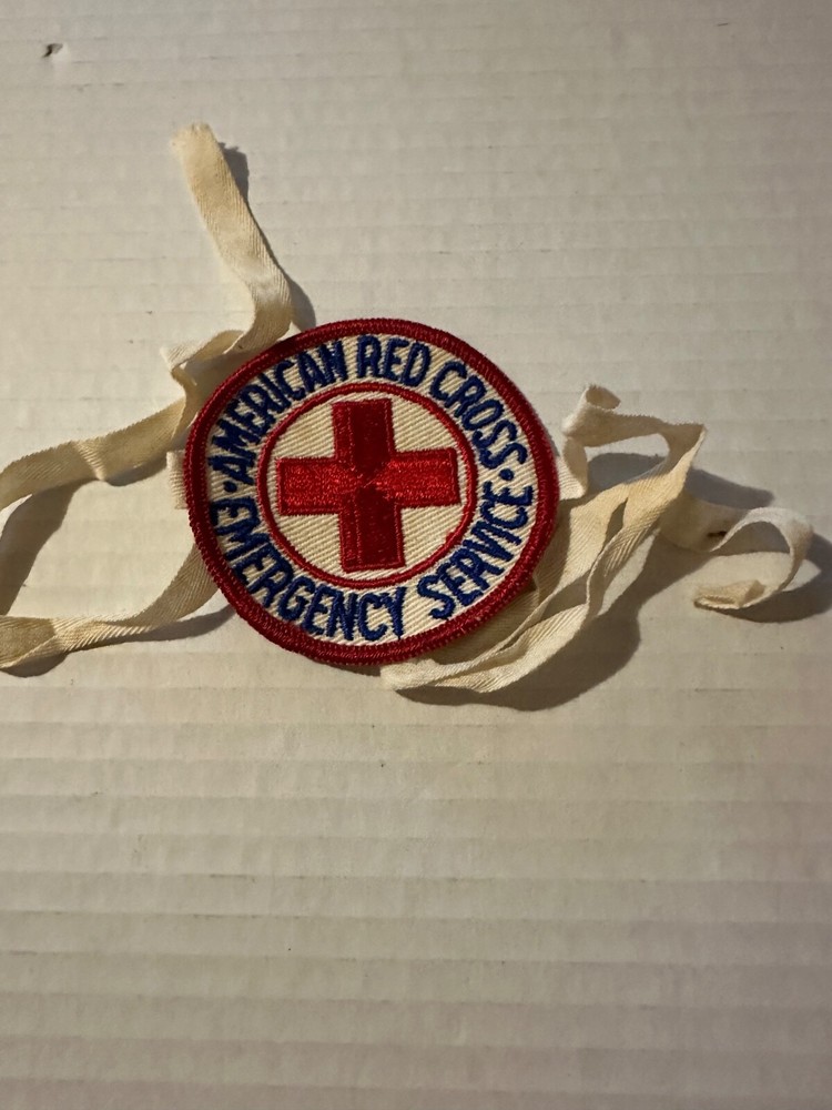 AMERICAN RED CROSS EMERGENCY SERVICE  PATCH WITH ARM BAND WITH STRINGS  WW11 ERA