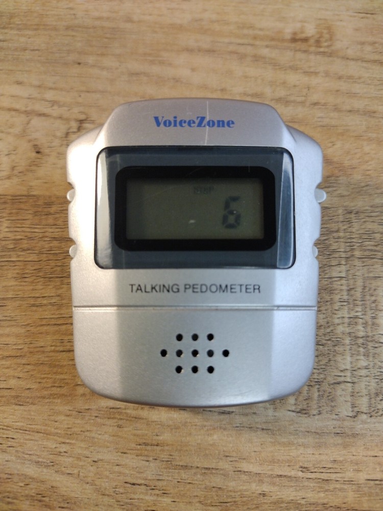 Voice Zone Talking Pedometer Calorie Counting Silver Tested Works Great