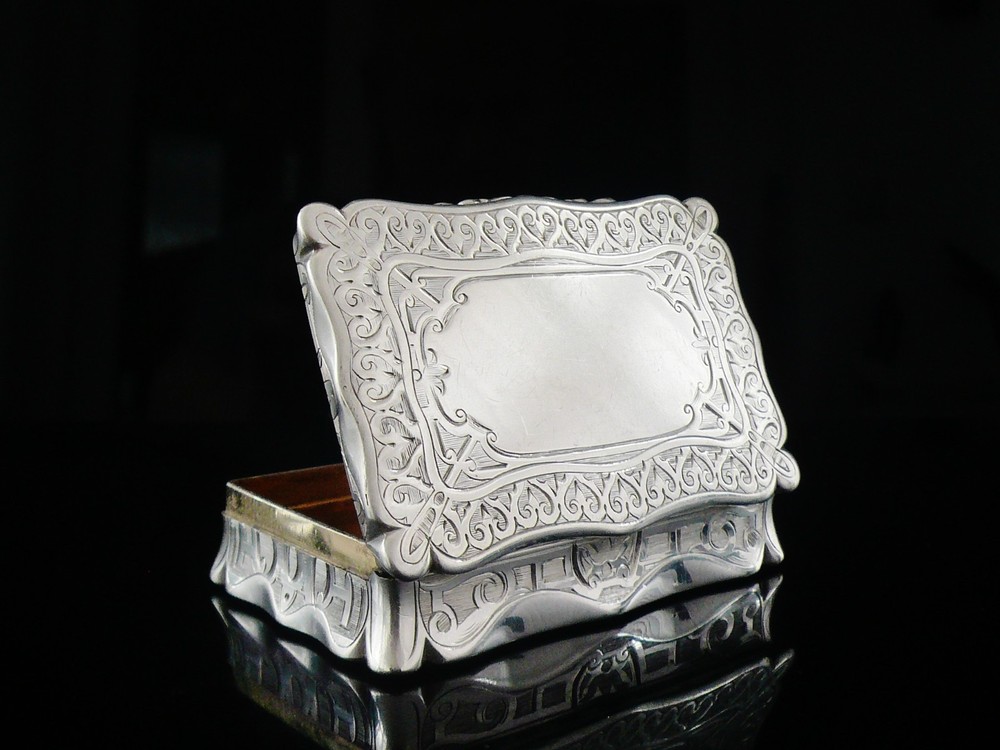 Sterling Silver Snuff Box, Edward Smith, Birmingham Antique 1860