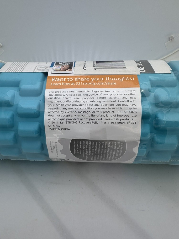 321 Strong Foam Roller Medium Dense Deep Tissue Massager Aqua Blue *New & Sealed