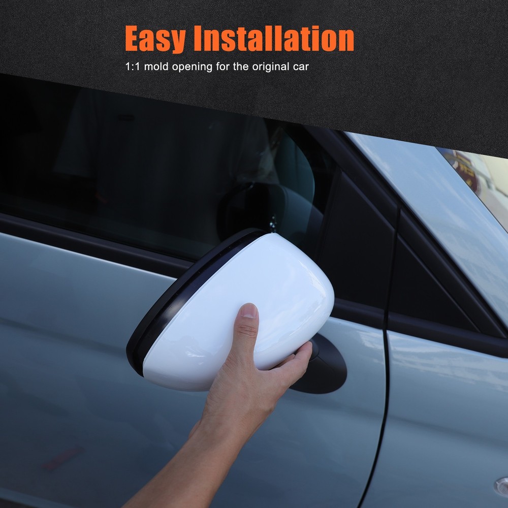 ABS White Wing Mirror Covers Caps Replace For Fiat 500 / Abarth 595 2016-2024
