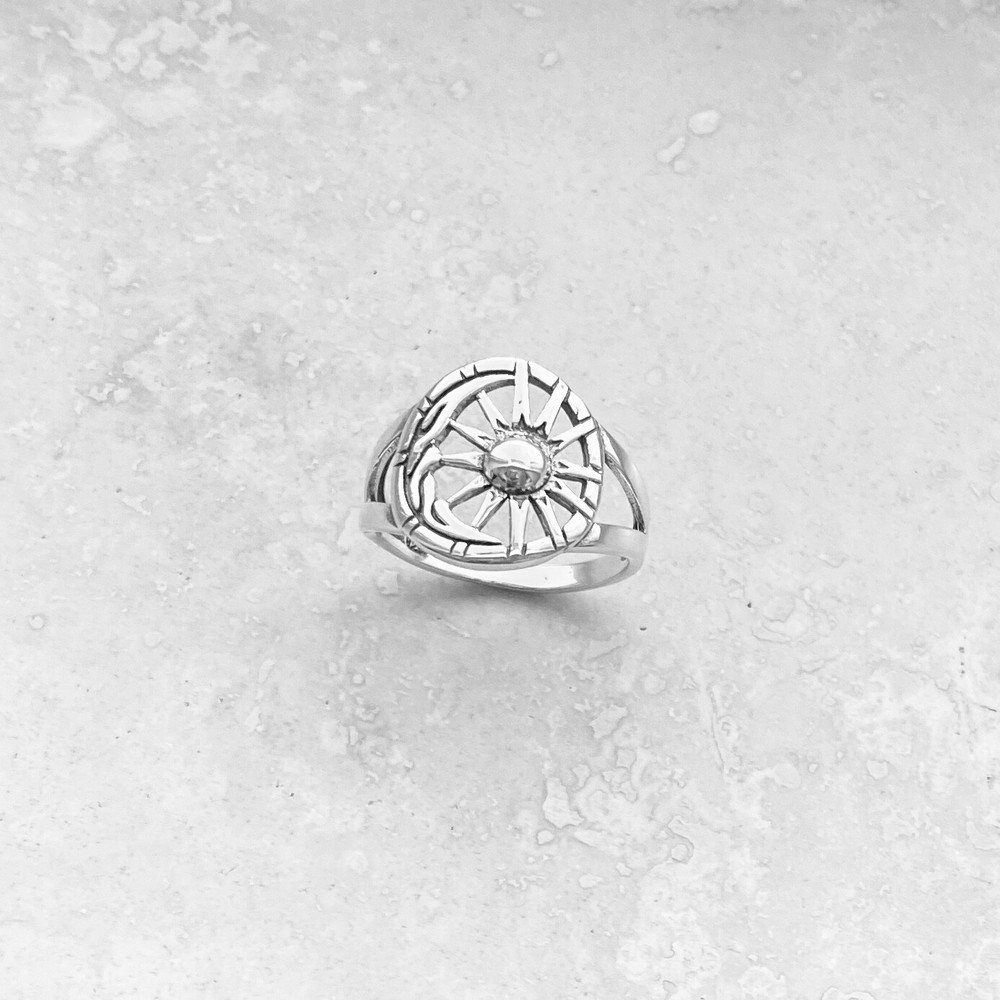 Sterling Silver Moon and Sun Ring, Statement Ring, Silver Rings, Celestial Ring